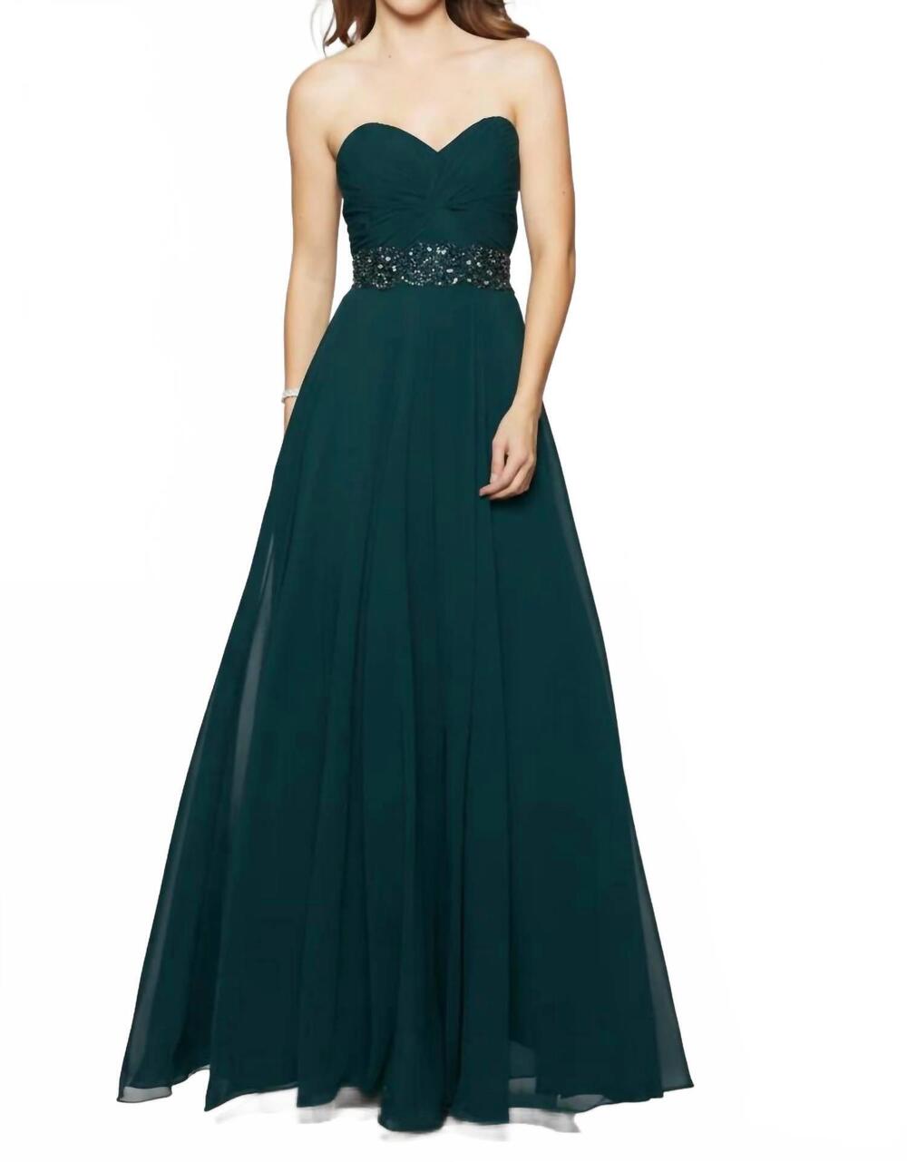 NEW LAST DRESS twilight whirl strapless gown in teal